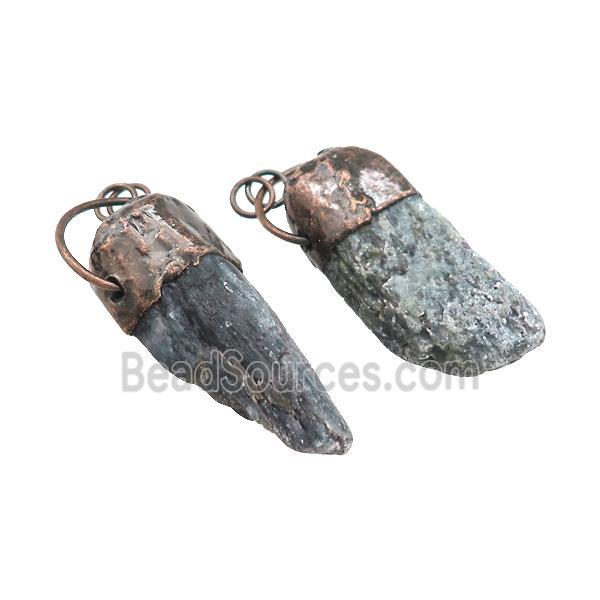 Natural Blue Kyanite Pendant Stick Antique Red