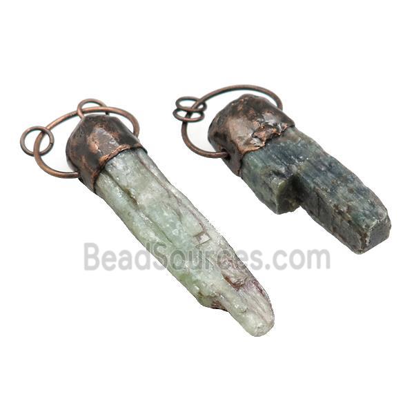 Natural Green Kyanite Pendant Stick Antique Red