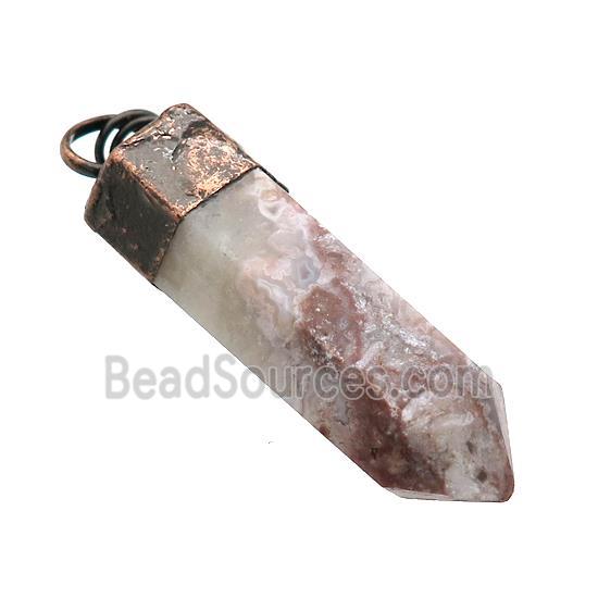 Natural Crazy Agate Bullet Pendant Antique Red