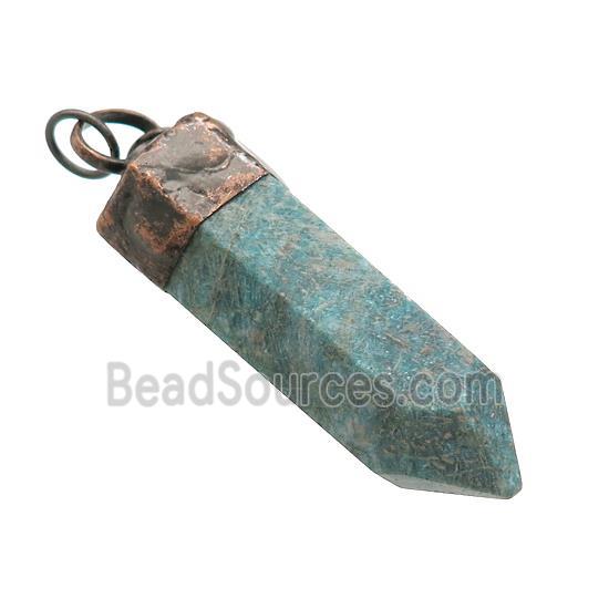 Natural Green Amazonite Bullet Pendant Antique Red