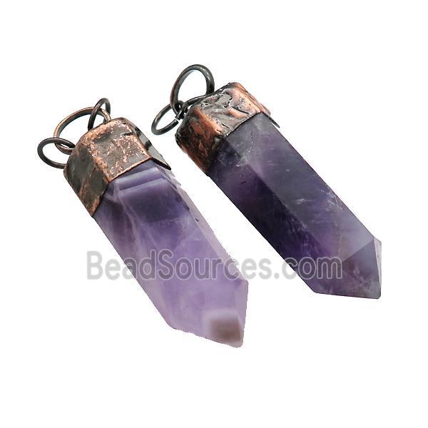 Natural Purple Amethyst Bullet Pendant Antique Red