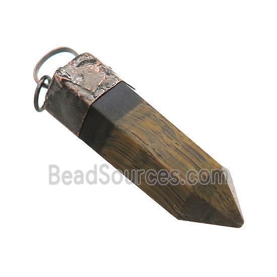 Natural Tiger Eye Stone Bullet Pendant Antique Red