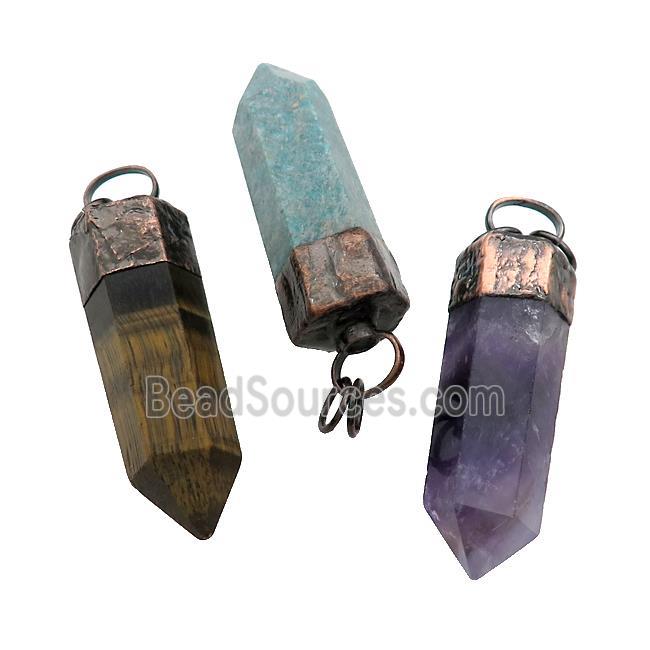 Natural Gemstone Bullet Pendant Antique Red Mixed