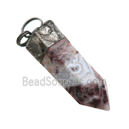 Natural Crazy Lace Agate Bulle Pendant Antique Black