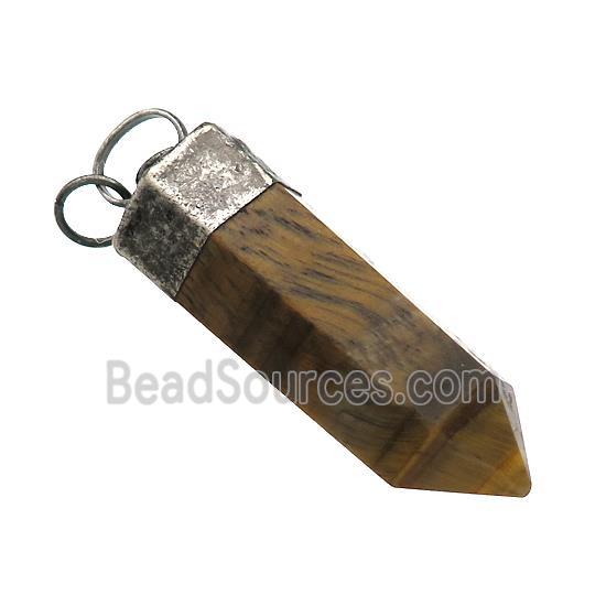 Natural Tiger Eye Stone Bullet Pendant Antique Black