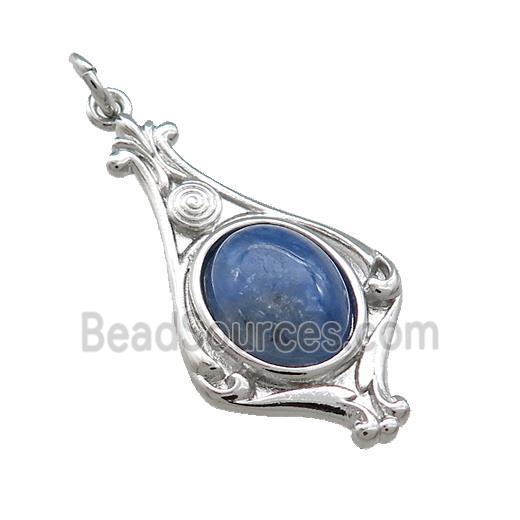 Copper Pendant Pave Blue Kyanite Platinum Plated