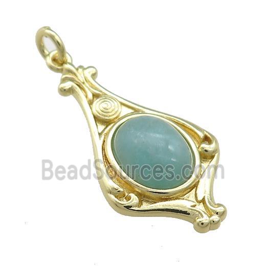 Copper Pendant Pave Amazonite Gold Plated