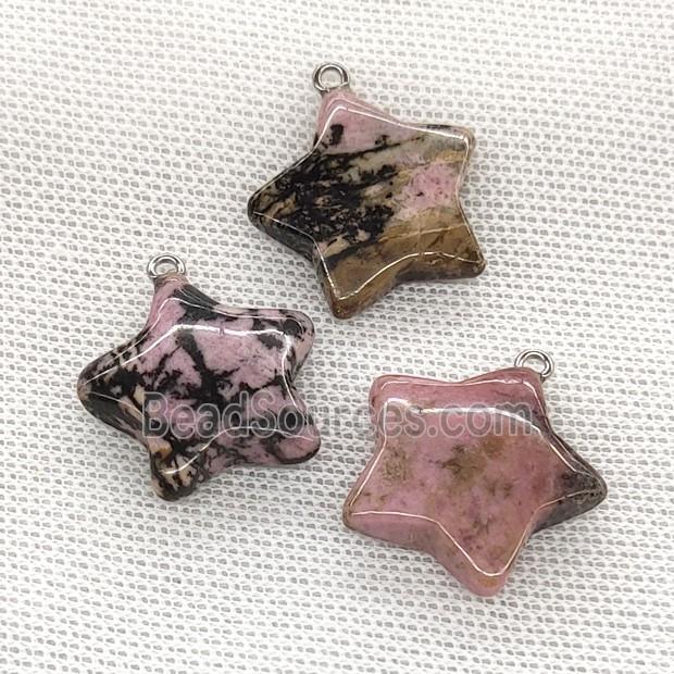 Natural Pink Rhodonite Star Pendant