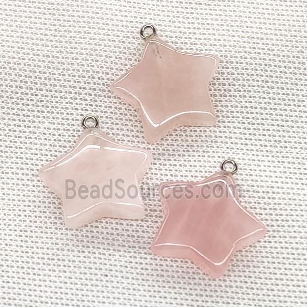 Natural Pink Rose Quartz Star Pendant