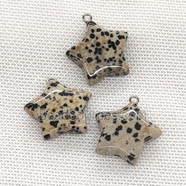 Natural Black Dalmatian Jasper Star Pendant