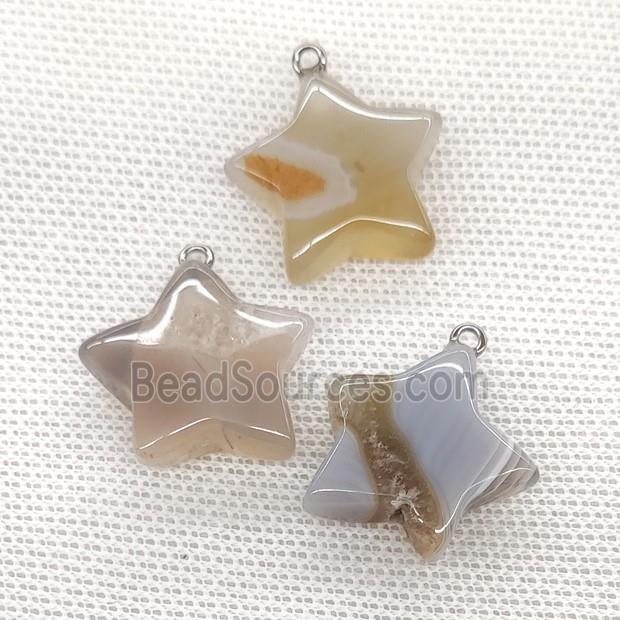 Natural Agate Star Pendant