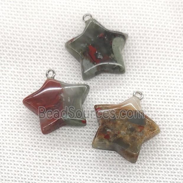 Natural African Bloodstone Star Pendant