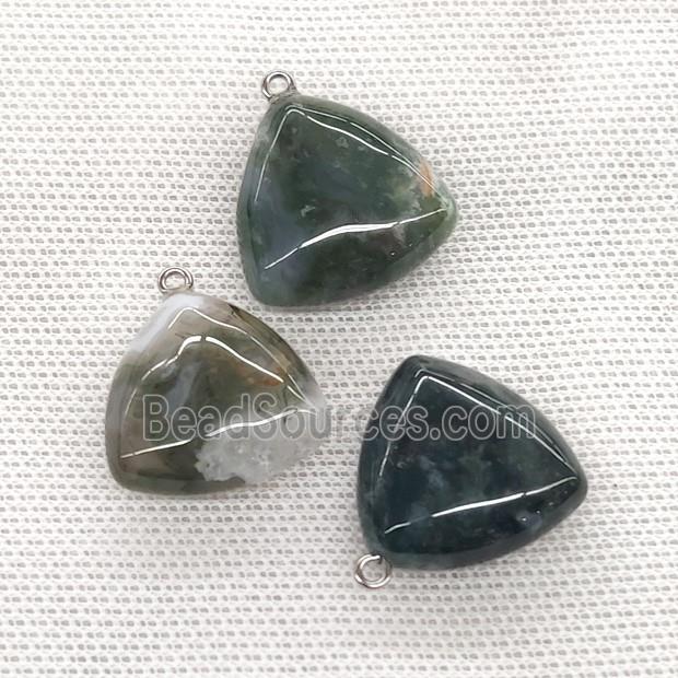 Natural Green Moss Agate Triangle Pendant