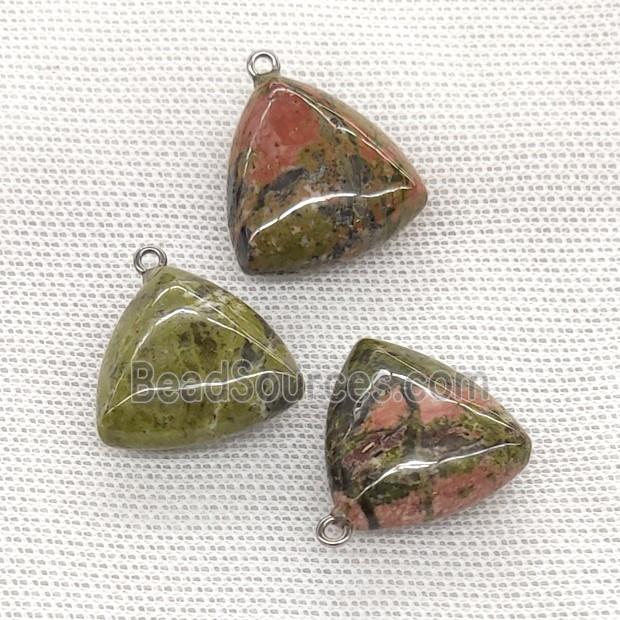 Natural Unakite Triangle Pendant Green