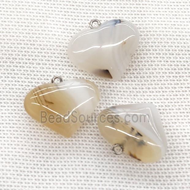 Natural Heihua Agate Heart Pendant Graywhite