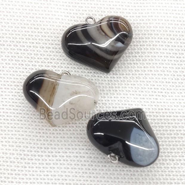 Natural Agate Heart Pendant Black