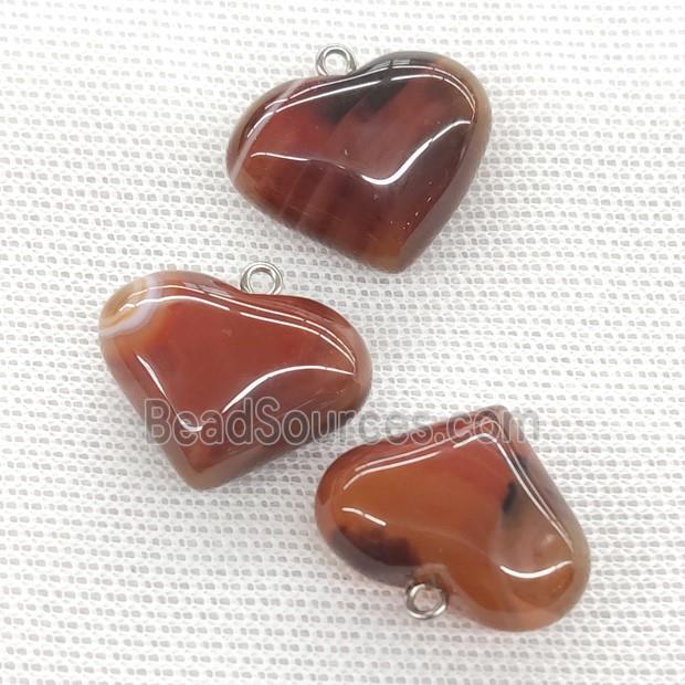 Natural Agate Heart Pendant Red