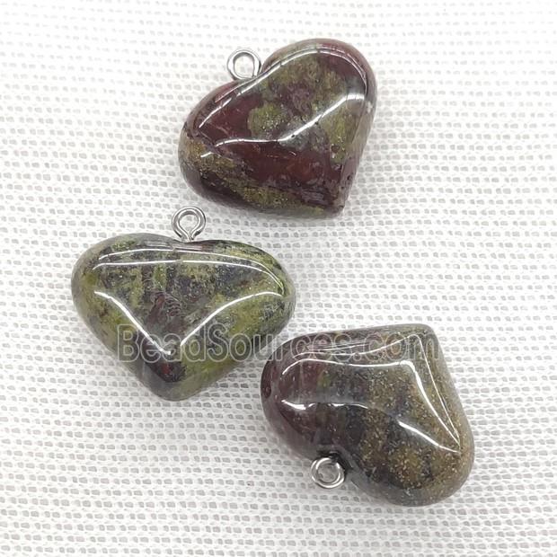 Natural Dragon Bloodstone Heart Pendant