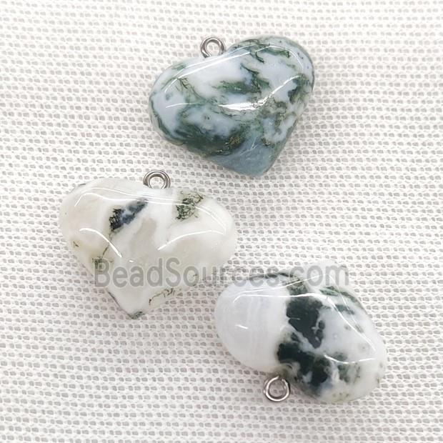 Natural Tree Agate Heart Pendant Green White