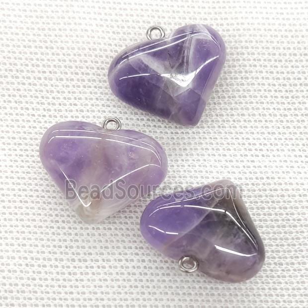 Natural Purple Amethyst Heart Pendant