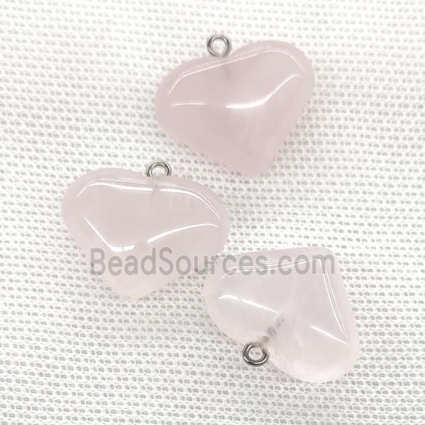 Natural Pink Rose Quartz Heart Pendant