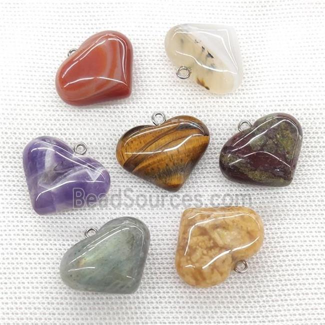 Mixed Gemstone Heart Pendant