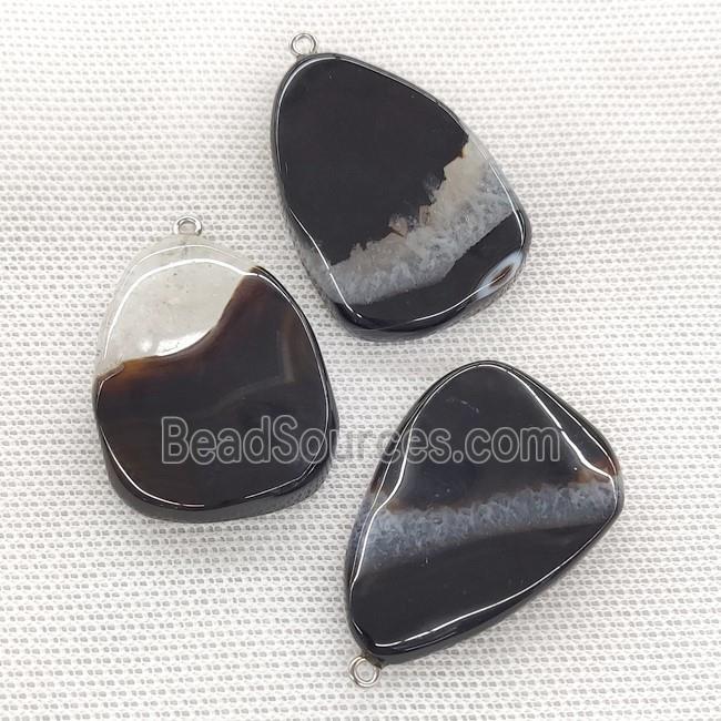 Agate Druzy Teardrop Pendant Twist Black