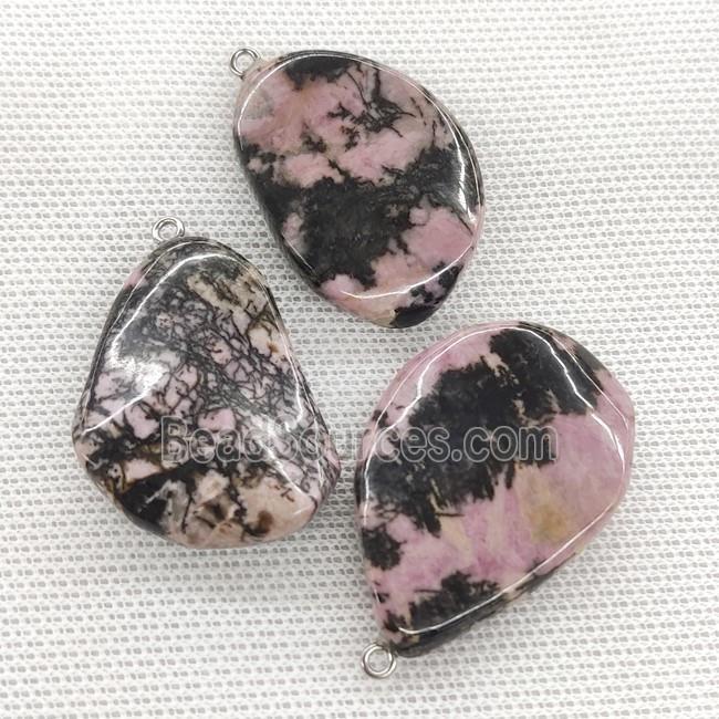 Chinese Rhodonite Teardrop Pendant Twist Pink