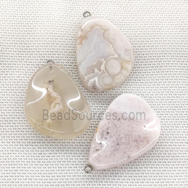 Cherry Agate Sakura Teardrop Pendant Twist