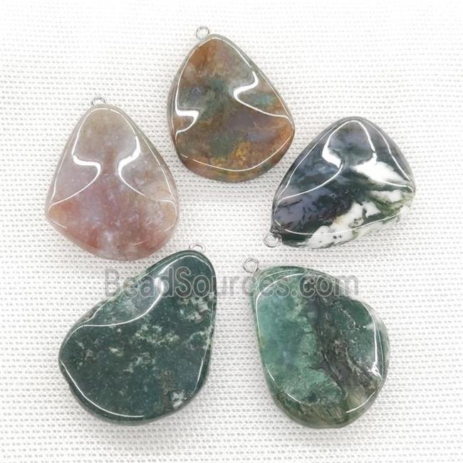 Natural Indian Agate Teardrop Pendant Twist