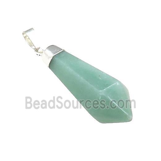 Natural Green Aventurine Pendulum Pendant Silver Plated