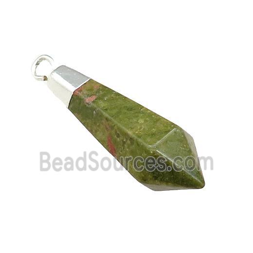 Natural Unakite Pendulum Pendant Silver Plated