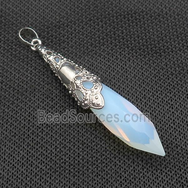 White Opalite Pendulum Pendant Platinum Plated