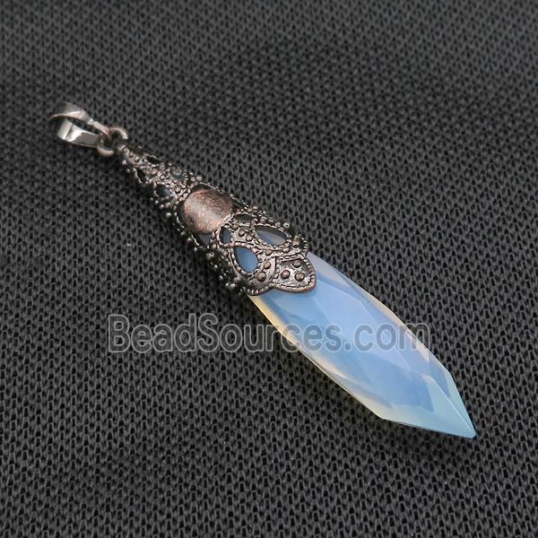 White Opalite Pendulum Pendant Antique Red