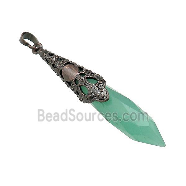 Natural Green Aventurine Pendulum Pendant Antique Red