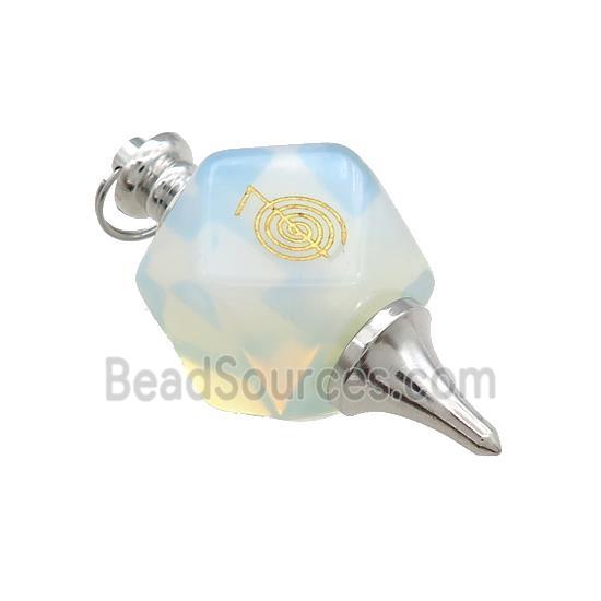 White Opalite Dowsing Pendulum Polygon Alloy Platinum Plated