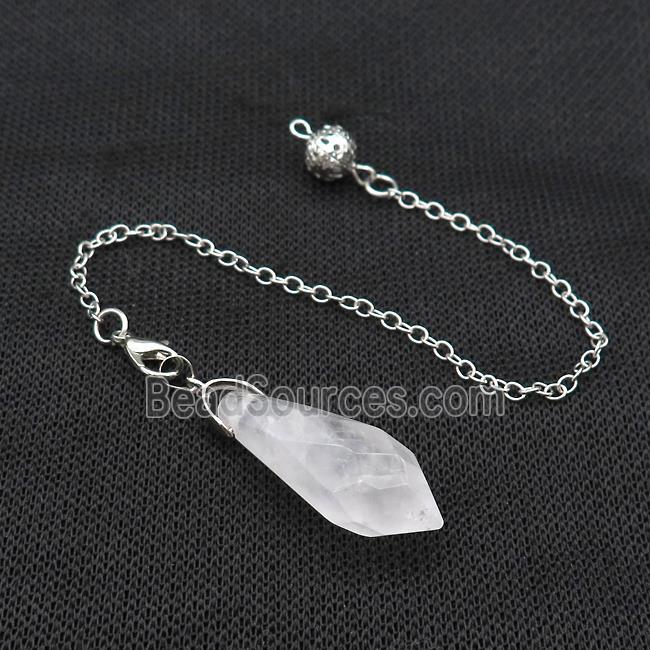 Natural Clear Quartz Pendulum Pendant With Copper Chain Platinum Plated