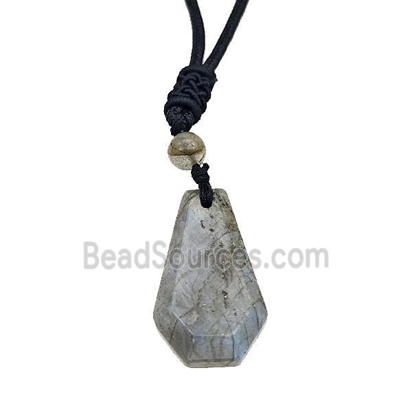 Natural Labradorite Necklaces Adjustable Nylon Rope