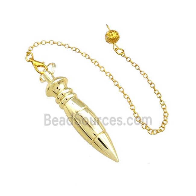 Alloy Dowsing Pendulum Pendant With Chain Gold Plated