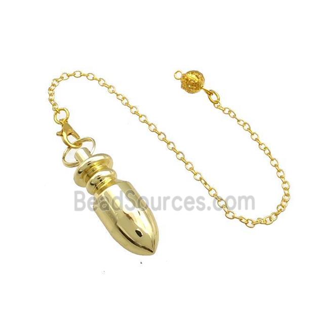 Alloy Dowsing Pendulum Pendant With Chain Gold Plated