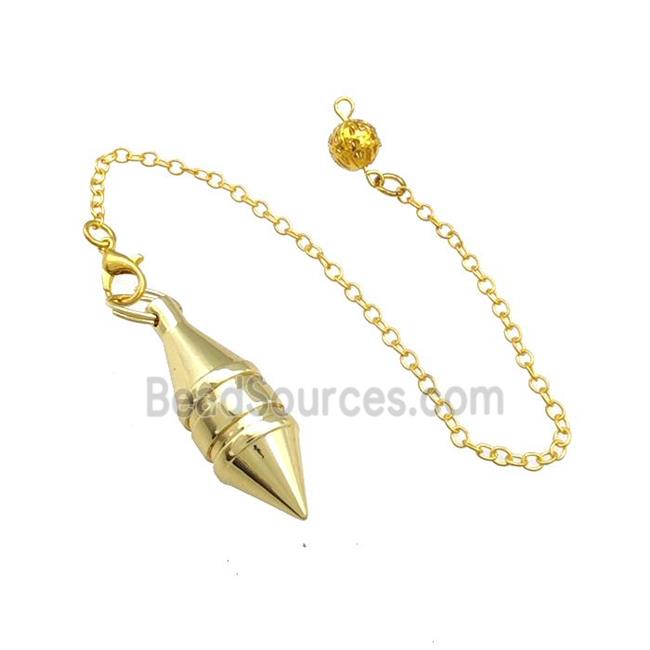 Alloy Dowsing Pendulum Pendant With Chain Gold Plated