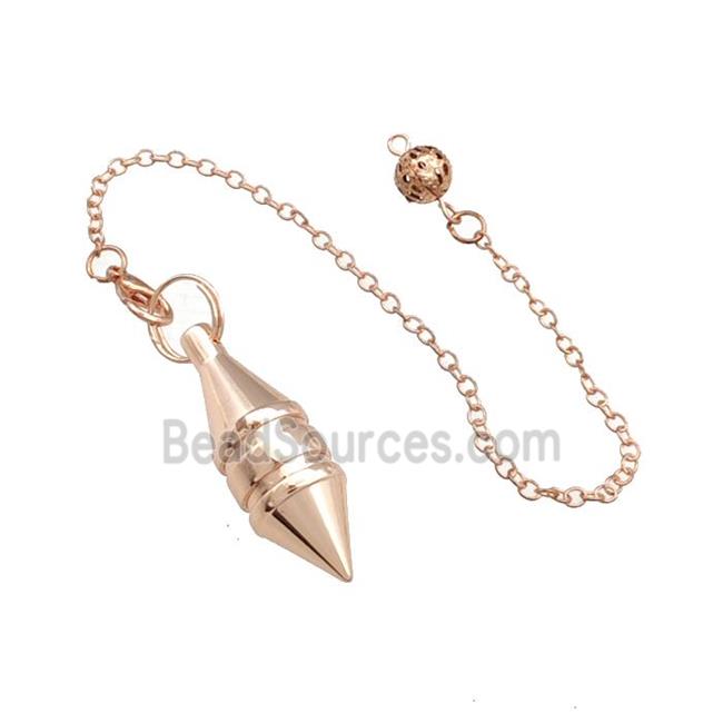 Alloy Dowsing Pendulum Pendant With Chain Rose Gold