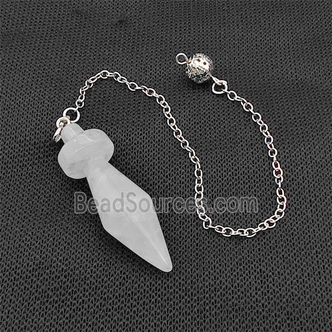 Natural Clear Crystal Quartz Dowsing Pendulum Pendant With Chain Platinum Plated