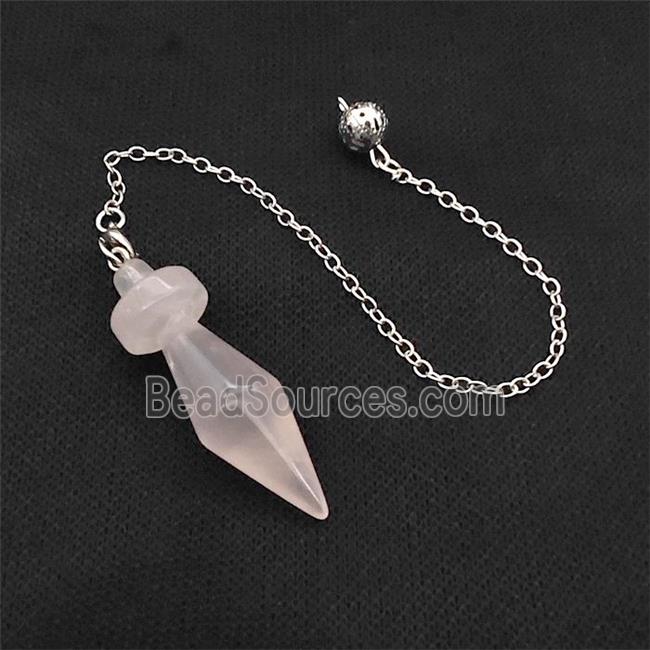 Rose Quartz Dowsing Pendulum Pendant With Chain Platinum Plated