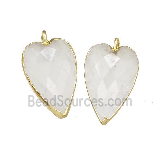 Natural Clear Quartz Heart Pendant Faceted Gold Plated