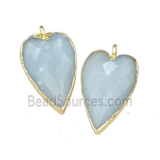 Blue Amazonite Heart Pendant Faceted Gold Plated