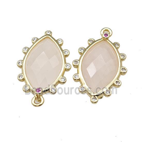 Natural Pink Rose Quartz Eye Pendant Gold Plated