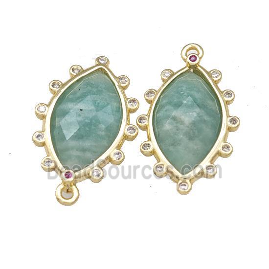 Natural Green Amazonite Eye Pendant Gold Plated