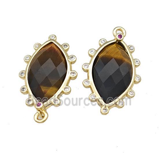 Natural Tiger Eye Stone Eye Pendant Gold Plated