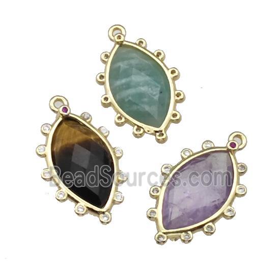 Natural Gemstone Eye Pendant Gold Plated Mixed